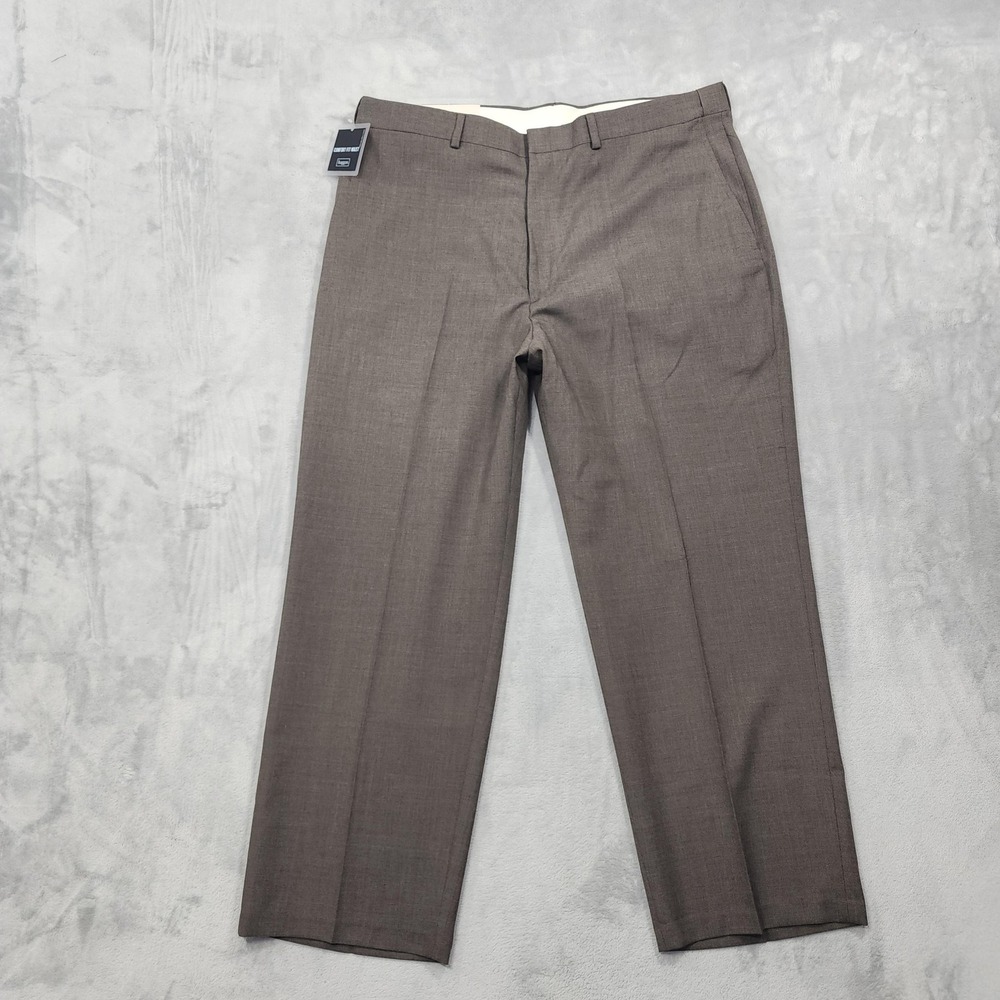 NEW Haggar Black Label Pants Mens 40x29 Brown‎ Classic Fit Flat Front Dress